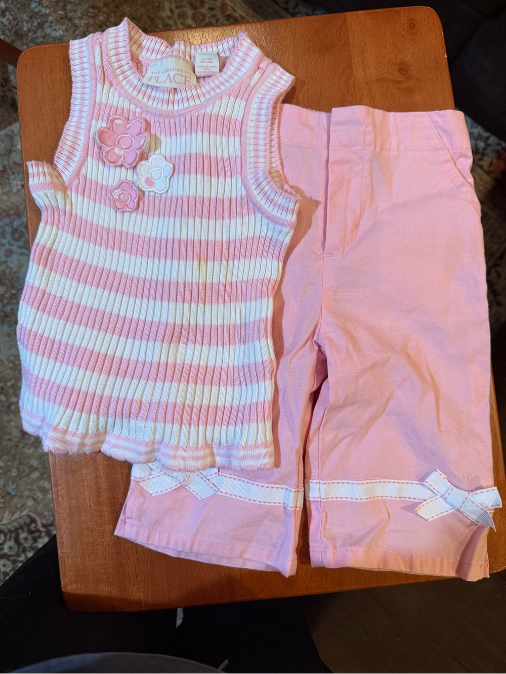 The Children's Place Pink & White Striped Tank with Pink Pants Set